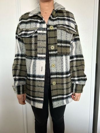 VESTE PIMKIE Carreaux kaki/ blanc/gris.