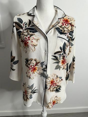Blouse oversize à fleurs blanche et multicolore T36 S