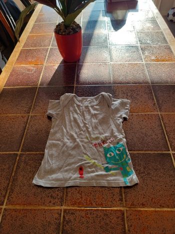 Tee shirt motif chat qui pêche