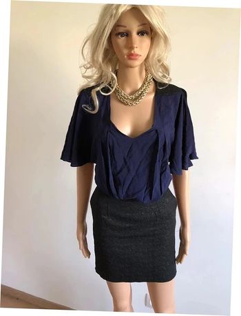 Robe bleue marine et noire à manches courtes Naf Naf taille 34 tbe