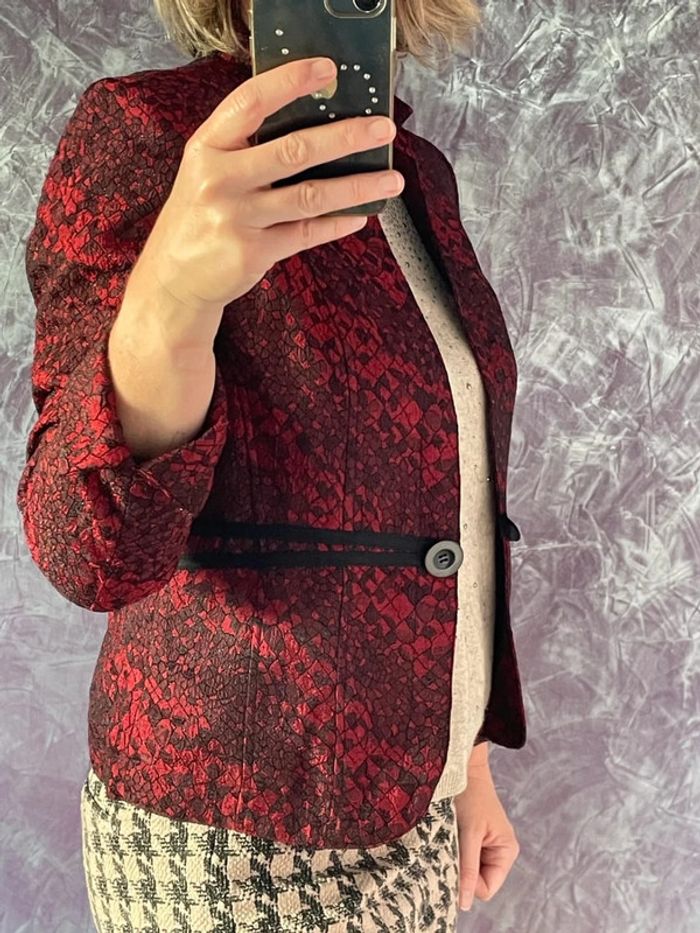 Superbe blazer bordeaux et noir - photo numéro 2