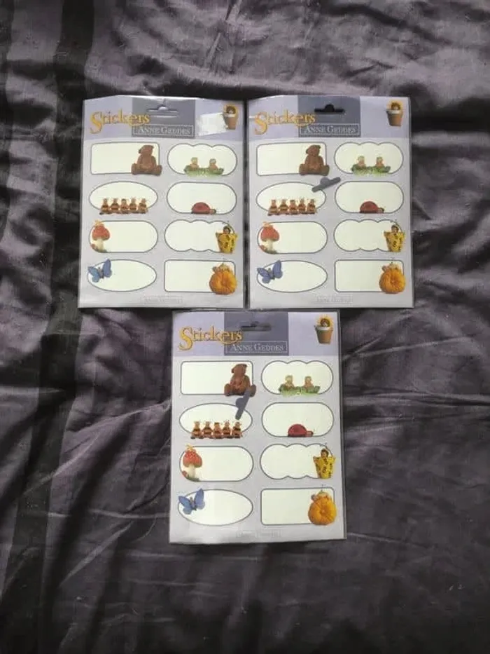 3 planches de stickers Anne Geddes neuves