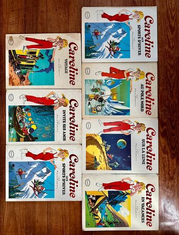 Lot de 7 Grands Albums Hachette Caroline anciens Pierre probst livres bd années 70-80 blancs