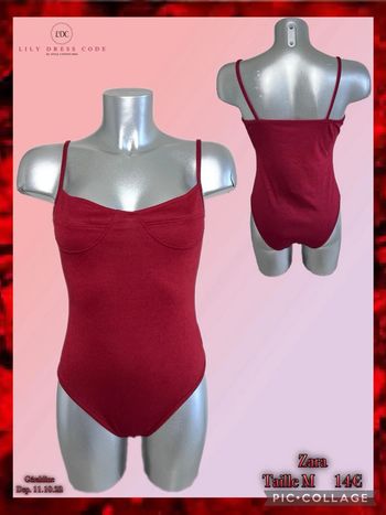 🍒 Body côtelé bordeaux à fines bretelles – Zara – Taille M SOLDÉ -70% 🍒