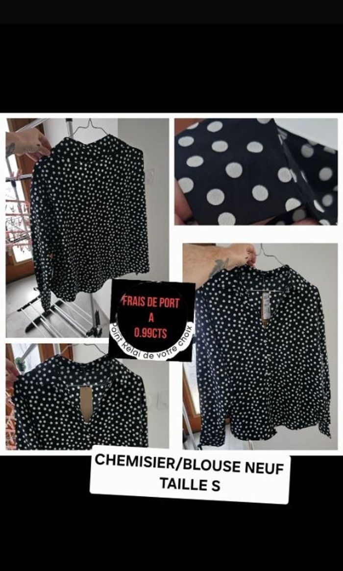 Chemisier / blouse noir femme / fille / adolescente taille S neuf