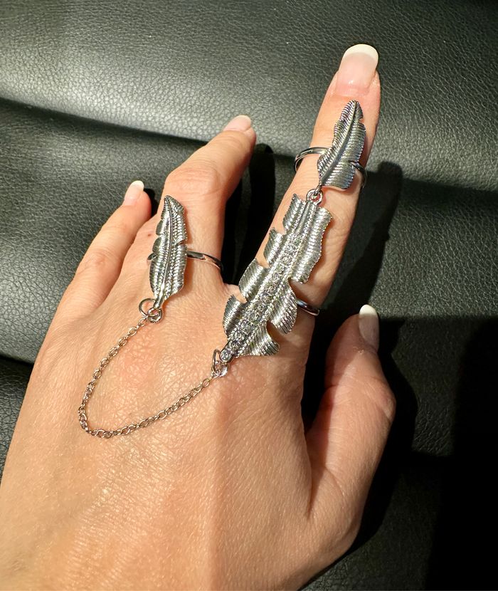 Bague « Plume » réglable fantaisie