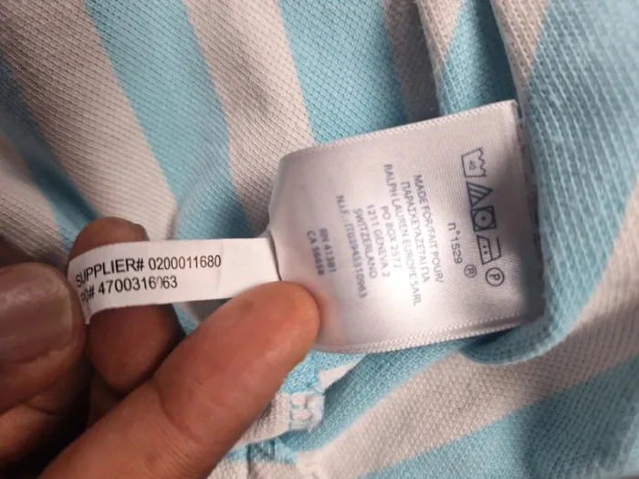 Polo Ralph Lauren Custom Fit – rayures bleu ciel/blanc – Taille S - brodé (570) - photo numéro 8