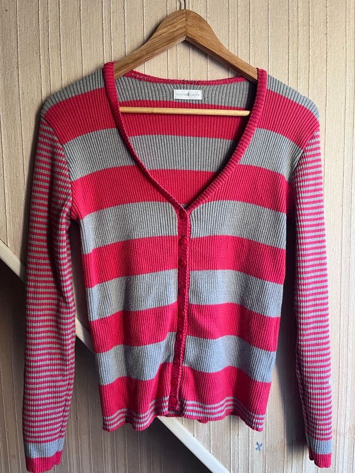 Gilet rose et gris taille 40