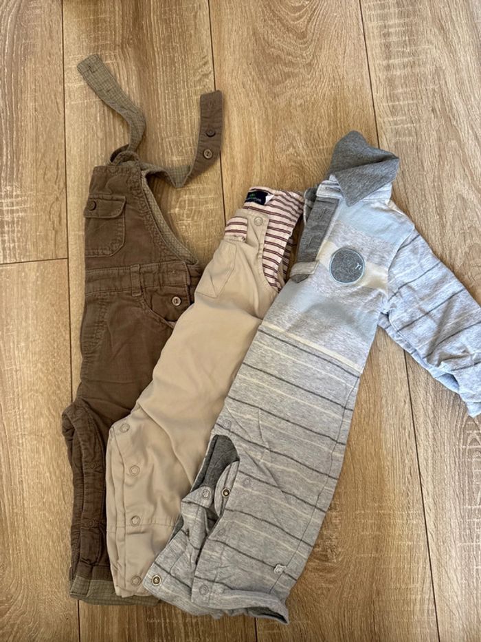 Lot de 3 salopettes/combinaisons 6 mois