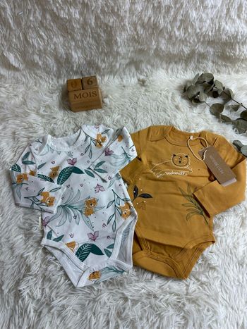 Lot de 2 bodies petit béguin taille 6 mois 
