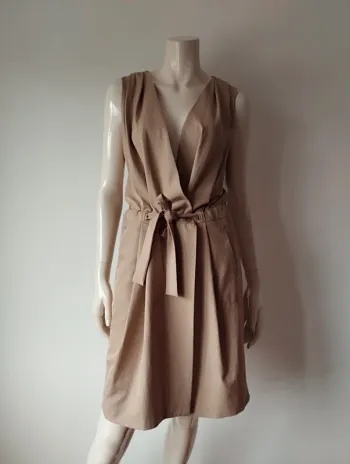 Robe marron clair cache coeur avec poches Lola