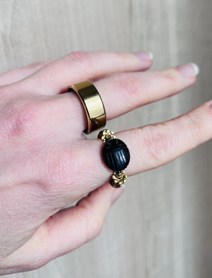 Bague amulette scarabée Onyx noir - photo numéro 7
