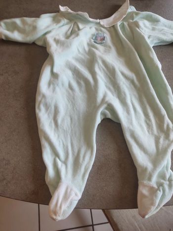 Pyjama velours rasé prénatal vert clair 1 an