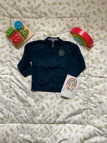 gilet en laine zippé bleu marine 12 mois orchestra