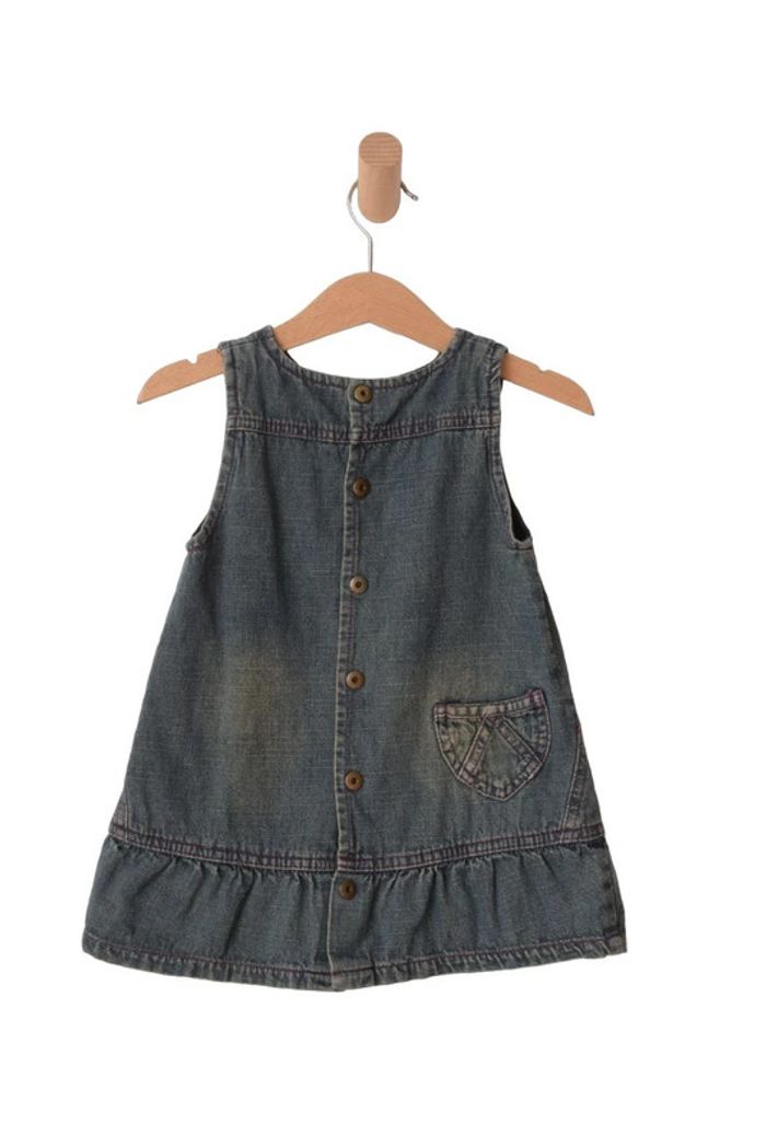 Robe sans manche en jean, broderies fleur et cœur - Defimode 12 mois - photo numéro 2