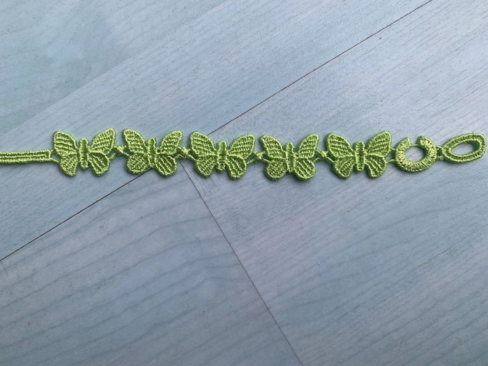Bracelet tissu papillons vert anis - photo numéro 2