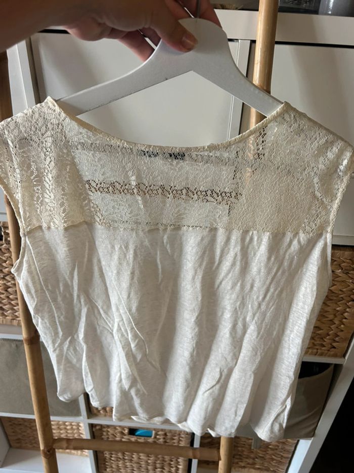 T-shirt blanc etam taille 38 dentelle - photo numéro 6