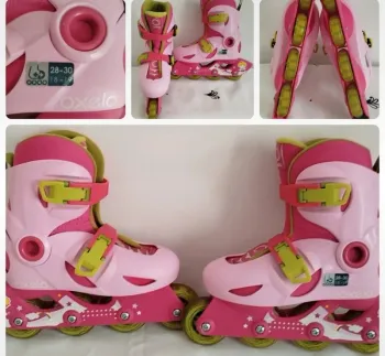 Roller rose évolutif thème princesse en ligne 4 roues Decathlon taille 28-30