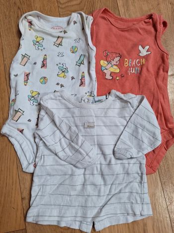 Lot 2bodies (0-2mois) + 1 t-shirt