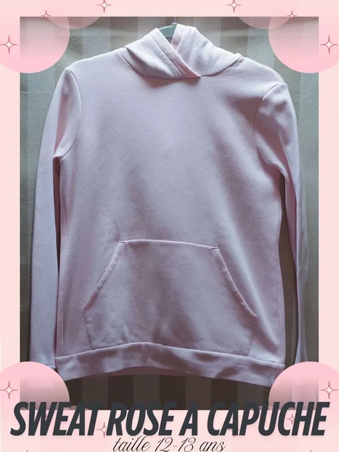 Sweat rose à capuche - Taille 12 ans
