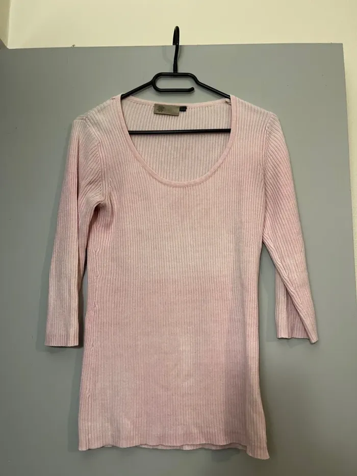 Pull rose manches 3/4