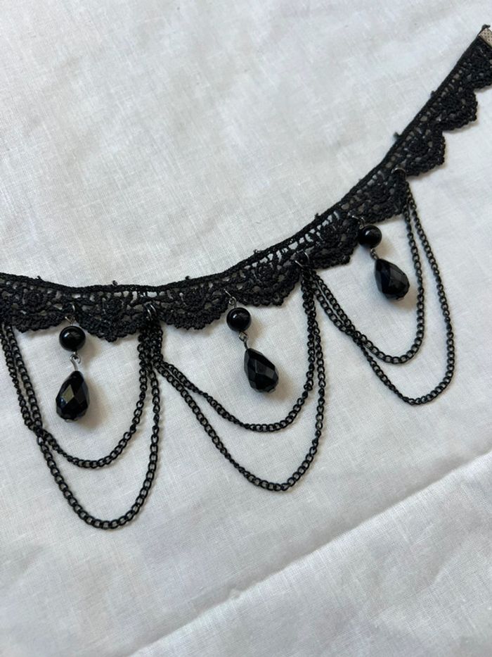 Collier ras de cou type choker chaînes perles Goth Victorian Baroque - photo numéro 2