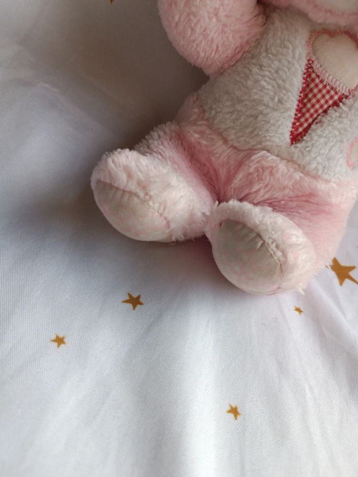 Vintage Doudou peluche plush Teddy chien dog puppy rose pink glace ice cream cône cp - photo numéro 5