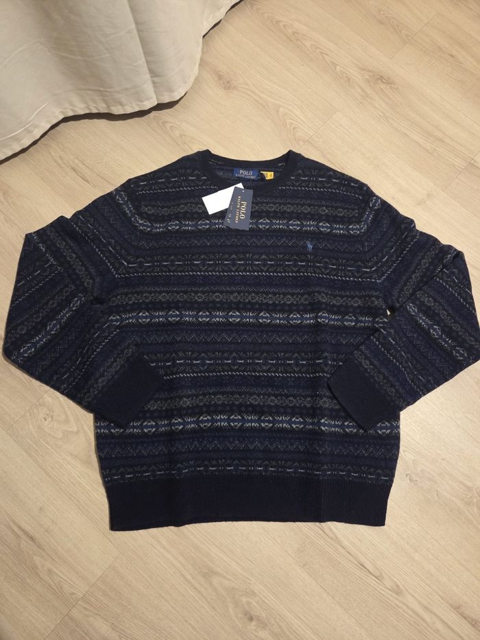 🧶 Pull Ralph Lauren Homme 100% Laine logo brodé – Taille XL – Neuf avec étiquette