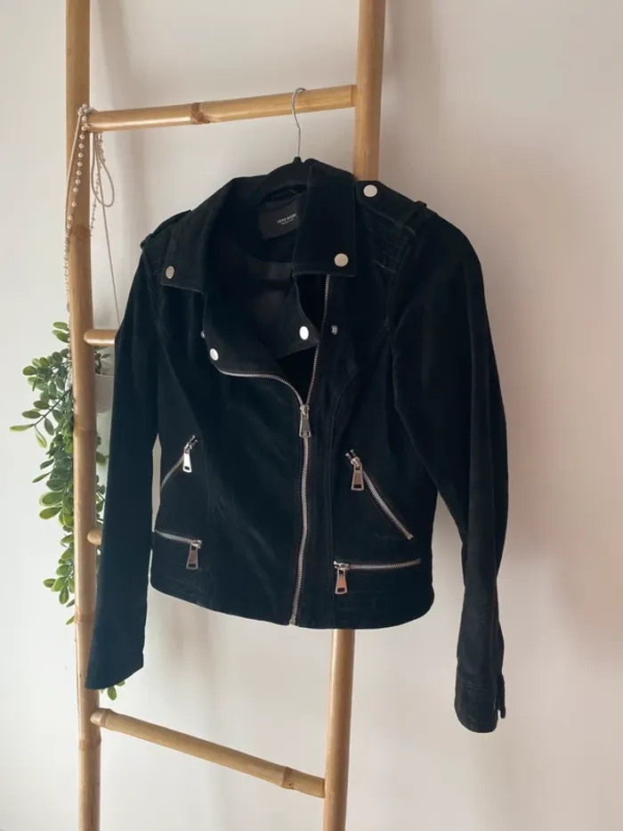 Veste perfecto en daim véritable - photo numéro 3
