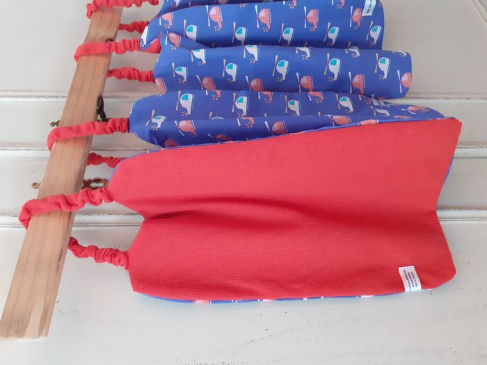 Lot de 4 Serviettes de cantine maternelle élastiquées Hélicoptère rouge (R1/2025) - photo numéro 3