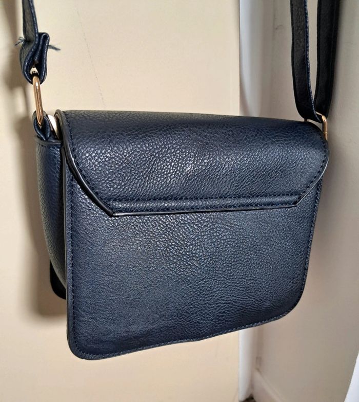 Sac a bandoulière simili cuir bleu marine - photo numéro 4