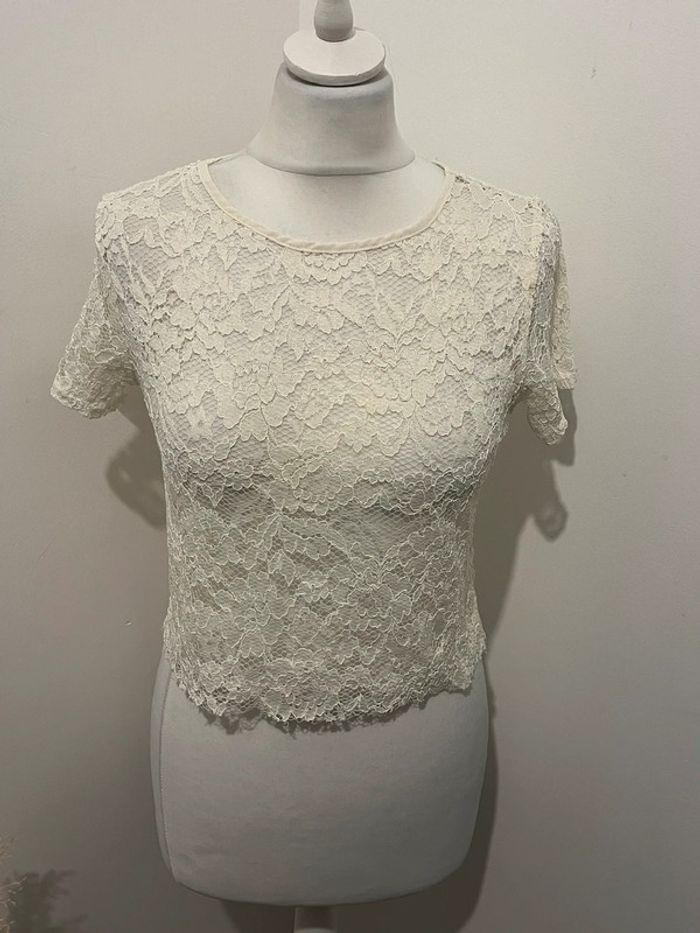 Blouse en dentelle écrue New look S