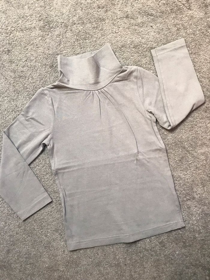 Col roulé fin gris fille 5 ans