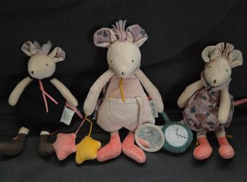 Lot doudous peluches souris - Il etait une fois- Moulin Roty 