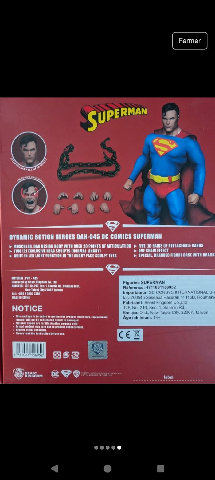 Figurine articulée Beast Kingdom DC comics DAH-045 Superman 1/9- - photo numéro 2