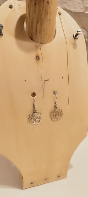 boucles d'oreilles fantaisie n50 roses argentées