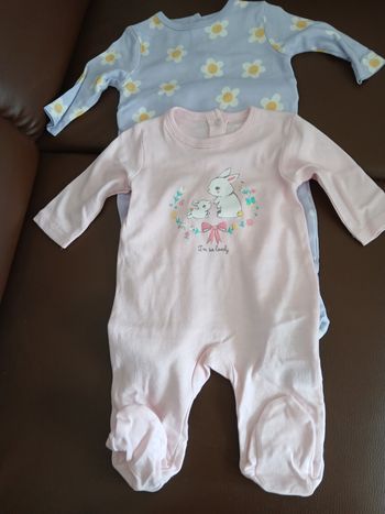 lot de deux pyjamas tex baby fille en coton 3 mois