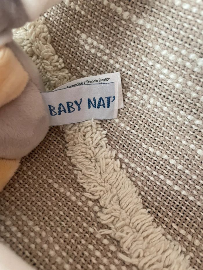 Peluche doudou mouchoir phosphorescent 16cm babynat ours beige marron blanc parfait état - photo numéro 5