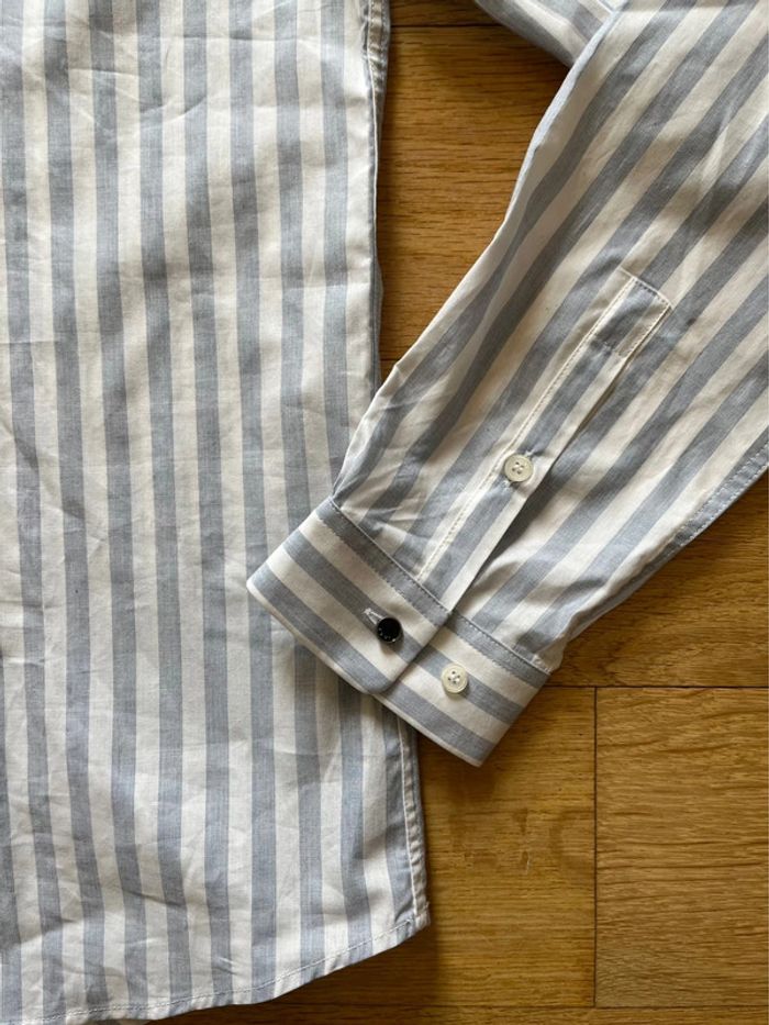 👔 Chemise homme classique blanche rayée bleu Ikks – Taille L coupe slim coton – Très bon état - photo numéro 2