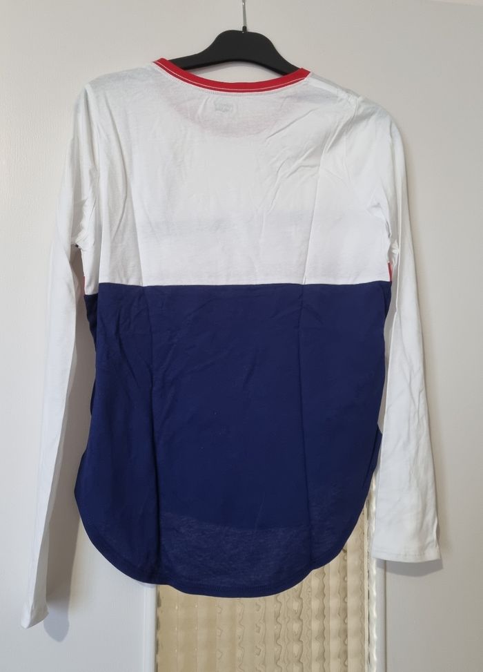 t-shirt manche longue bas arrondi Levis taille 16 ans bleu et blanc - photo numéro 3