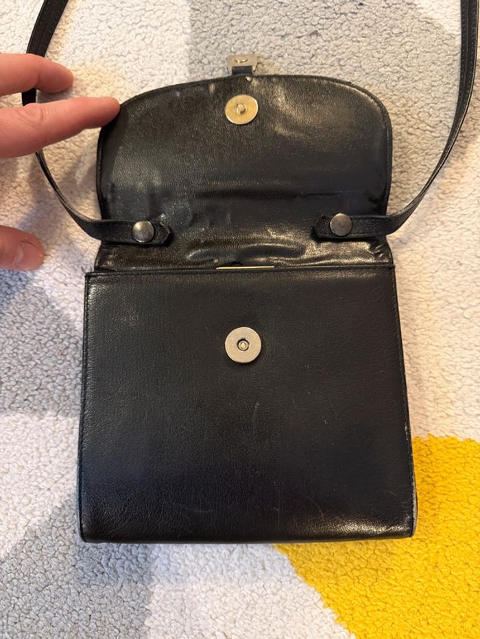 Pochette à bandoulière en cuir vintage Pourchet - photo numéro 5