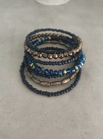 Bracelet torsade bleu et argenté