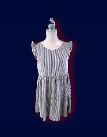 Robe rayée blanche et bleu H&M 8/10 ans