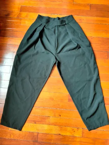 Pantalon ajustable noir à jambes larges