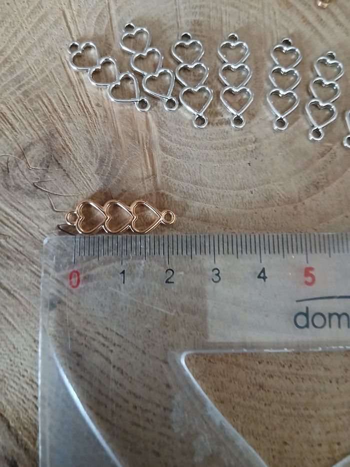 Lot de 16 connecteurs pendentifs multi-coeurs doré et argenté - photo numéro 4