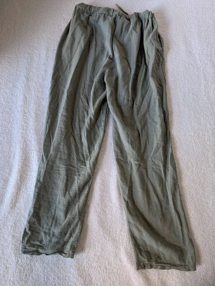 🌿 Pantalon vert 100% coton - taille unique - photo numéro 3