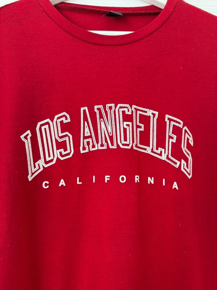 Haut t-shirt rouge oversize à nouer écritures blanches col rond manches courtes - photo numéro 2
