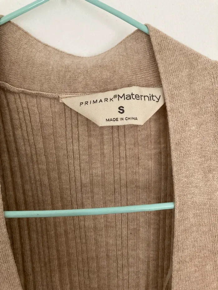Gilet long cache cœur ceinture grossesse beige crème primark maternity - photo numéro 9