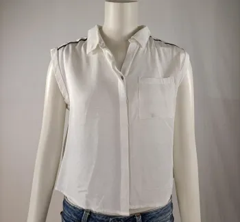 Blouse sans manches blanche Eleven Paris – col chemise, fluide, taille S A951
