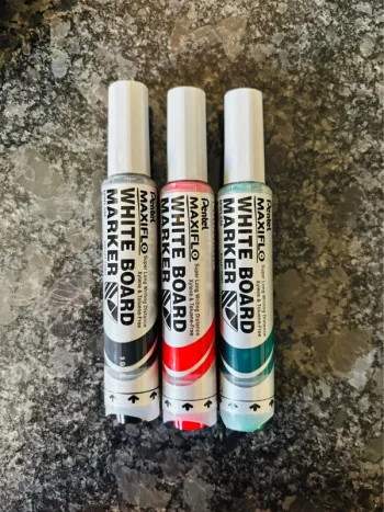 3 gros marqueurs stylos Maxiflo Pentel effaçables pour tableau blanc neufs